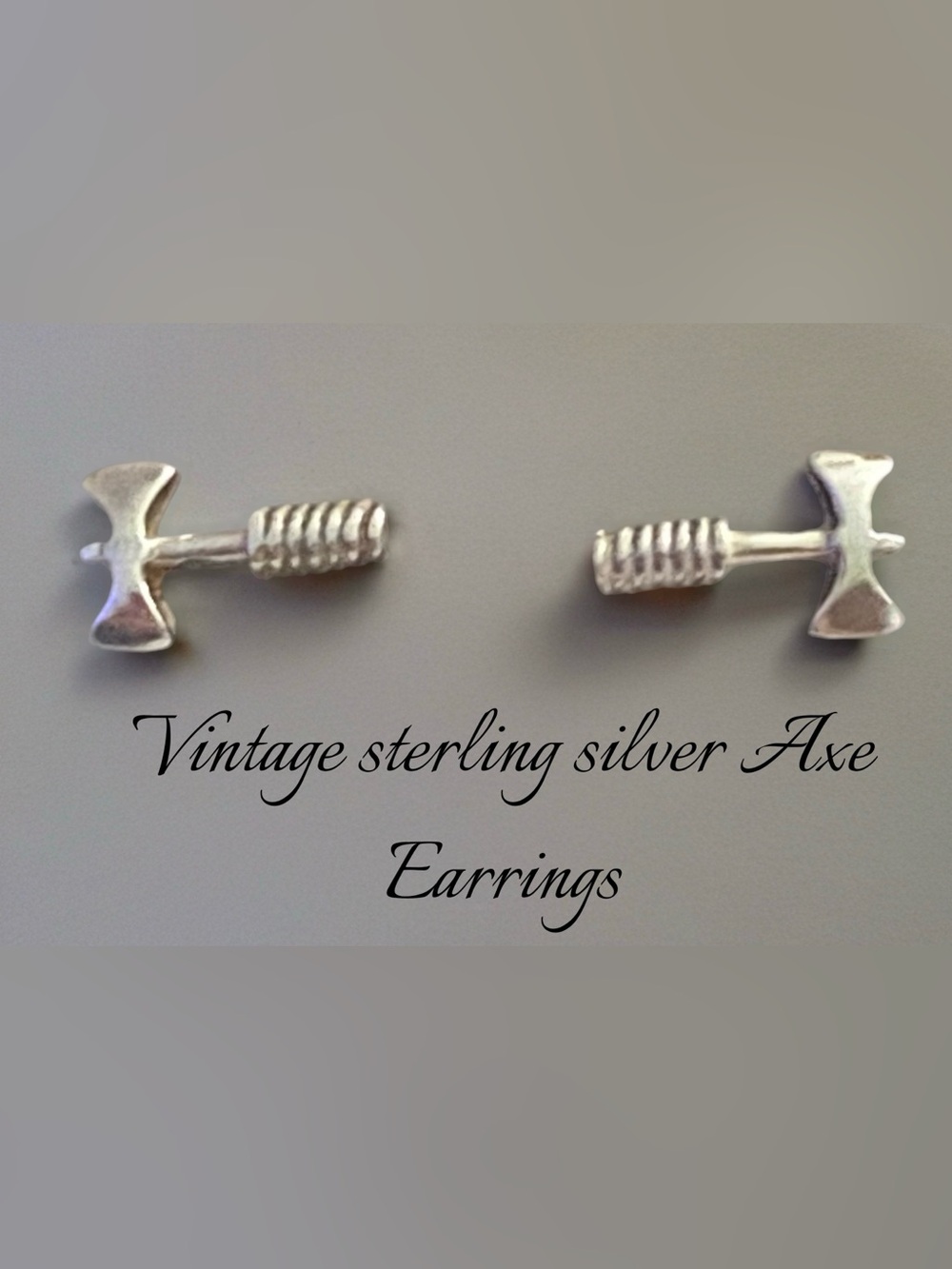 Sterling Silver Axe Stud Earrings - Silver